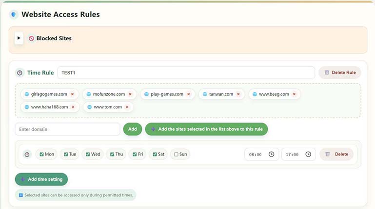 Web filtering screen